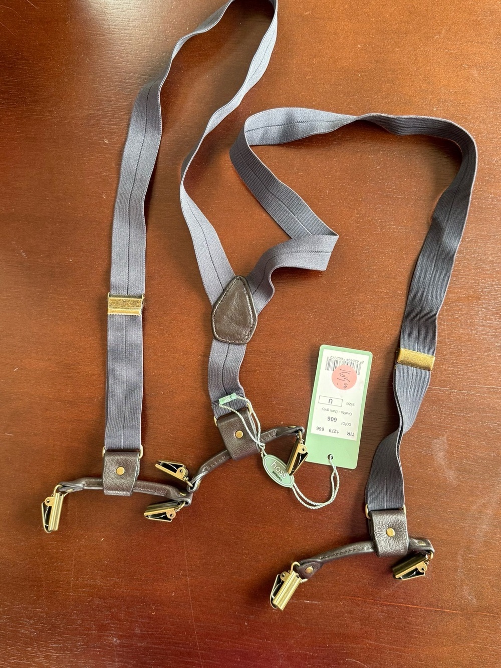 Gray Women's Suspenders with Gold Hardware